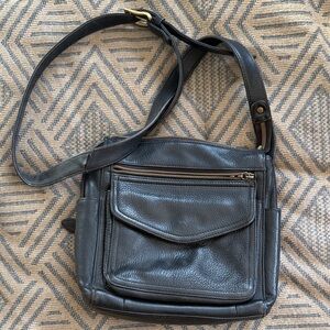 Fossil Black Leather Crossbody Bag